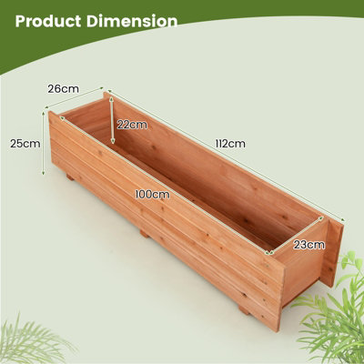Costway Raised Garden Bed Fir Wood Planter Box W/2 Drainage Holes Elevated Patio Planter - 3