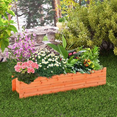 Costway Raised Garden Bed Fir Wood Planter Box W/2 Drainage Holes Elevated Patio Planter - 4