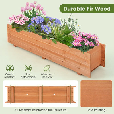Costway Raised Garden Bed Fir Wood Planter Box W/2 Drainage Holes Elevated Patio Planter - 6