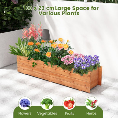 Costway Raised Garden Bed Fir Wood Planter Box W/2 Drainage Holes Elevated Patio Planter - 8