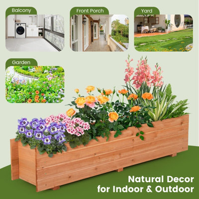 Costway Raised Garden Bed Fir Wood Planter Box W/2 Drainage Holes Elevated Patio Planter - 9