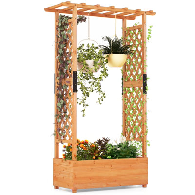 Costway Raised Garden Bed Freestanding Planter Trellis Container w/ Drainage Hole