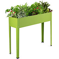 Costway Raised Garden Bed Outdoor Planter Box W/ Drainage Holes Galvanized Flower Stand
