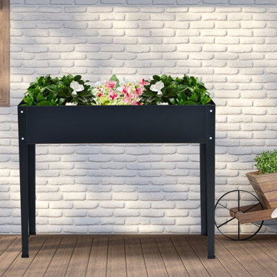 Costway Raised Garden Bed Outdoor Planter Box W/ Drainage Holes Galvanized Flower Stand - 5