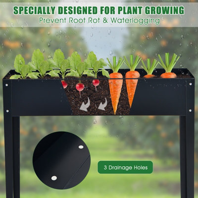 Costway Raised Garden Bed Outdoor Planter Box W/ Drainage Holes Galvanized Flower Stand - 6