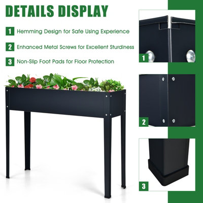 Costway Raised Garden Bed Outdoor Planter Box W/ Drainage Holes Galvanized Flower Stand - 9