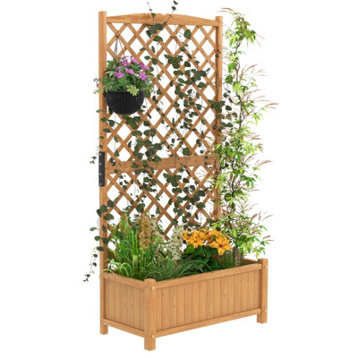 Costway Raised Garden Bed Tall Standing Wooden Planter Outdoor Plant Container