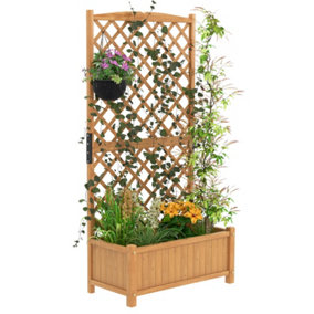 Costway Raised Garden Bed Tall Standing Wooden Planter Outdoor Plant Container