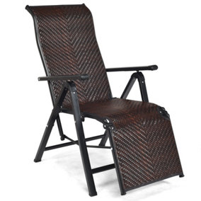 Costway Rattan Folding Reclining Chair Adjustable Position Zero Gravity Sunlounger
