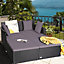 Costway Rattan Garden Daybed Furniture Set Patio Sun Bed 2 Seater Lounger with Cushions