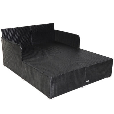 Costway Rattan Garden Daybed Furniture Set Patio Sun Bed 2 Seater Lounger with Cushions - 8