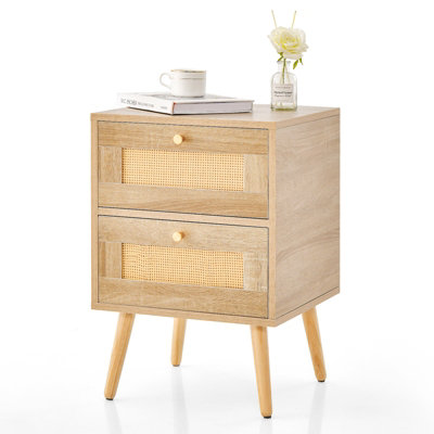 Wood and deals rattan nightstand