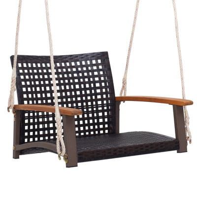 Costway Rattan Porch Swing Chair Patio Wicker Single Hanging Seat