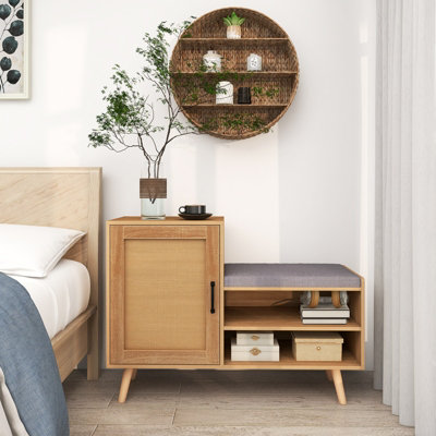 Costway Rattan Shoe Cabinet 2-in-1 Shoe Storage Bench Shoe Rack Cabinet - 4