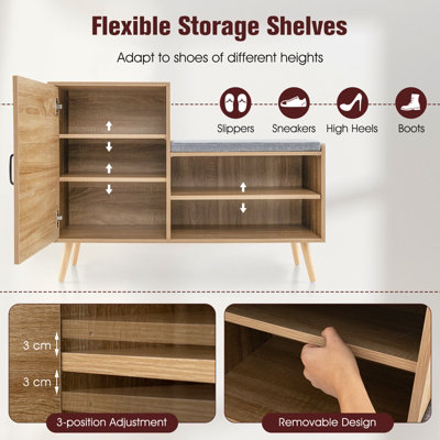Costway Rattan Shoe Cabinet 2-in-1 Shoe Storage Bench Shoe Rack Cabinet - 7