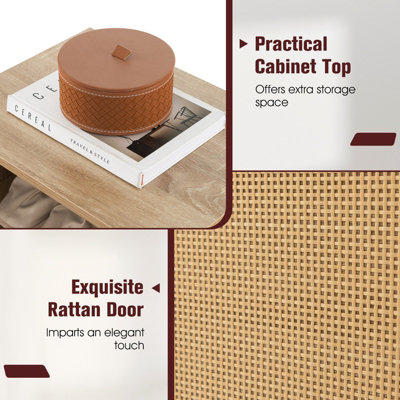 Costway Rattan Shoe Cabinet 2-in-1 Shoe Storage Bench Shoe Rack Cabinet - 8