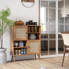 Costway Rattan Sideboard Modern Buffet Cabinet Kitchen Boho Accent Cabinet