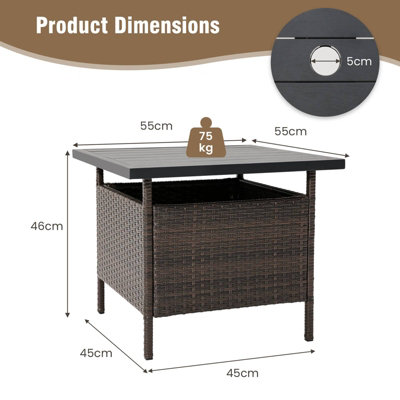 Costway Rattan Umbrella Side Table Outdoor Garden Leisure Coffee Table w/ Umbrella Hole - 3