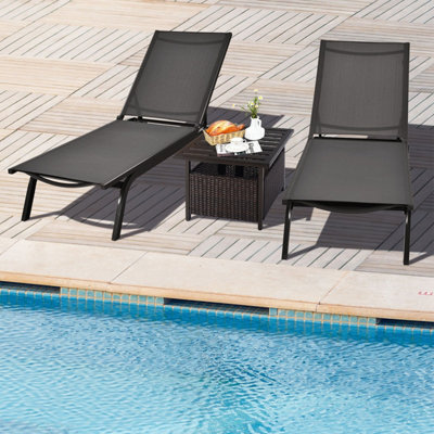 Costway Rattan Wicker Square Side Table Outdoor Garden Coffee Table w/ Umbrella Hole - 3