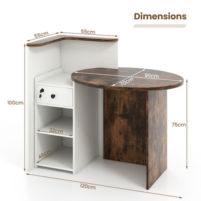 Costway Reception Desk Front Computer Table Space Saving Corner Writing Desk Workstation