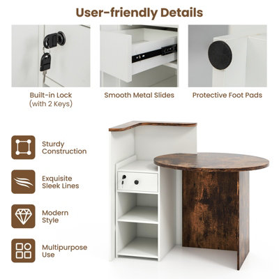 Costway Reception Desk Front Computer Table Space Saving Corner Writing Desk Workstation