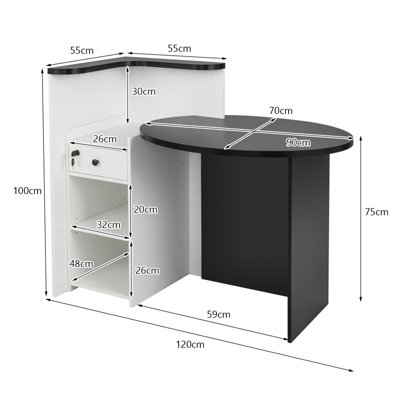 Costway Reception Desk Front Computer Table Space Saving Corner Writing Desk Workstation
