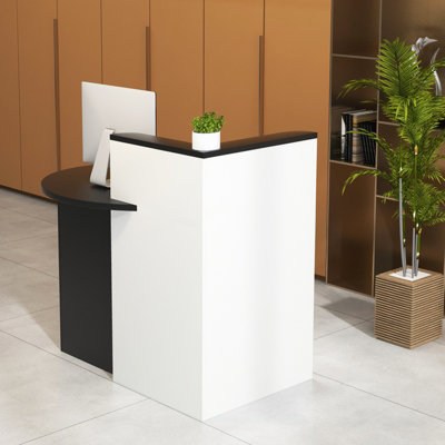 Costway Reception Desk Front Computer Table Space Saving Corner Writing Desk Workstation