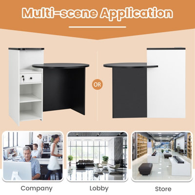Costway Reception Desk Front Computer Table Space Saving Corner Writing Desk Workstation