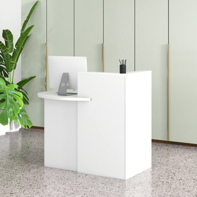 Costway Reception Desk Front Computer Table Space Saving Corner Writing ...