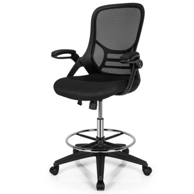 Costway Reclinable Mid-Back Home Office Swivel Chair w/ Arm Footrest & Adjustable Height Ergonomic