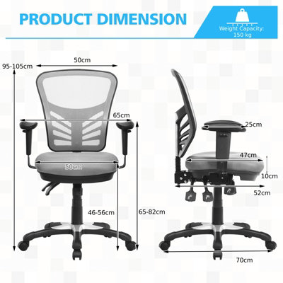 Costway Reclining Mesh Office Chair Ergonomic Executive Adjustable w/ Lumbar Support