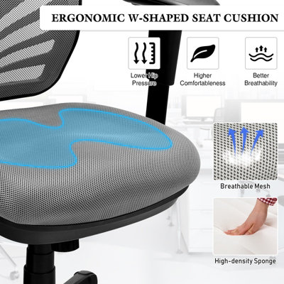 Costway Reclining Mesh Office Chair Ergonomic Executive Adjustable w/ Lumbar Support