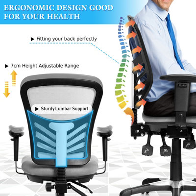 Costway Reclining Mesh Office Chair Ergonomic Executive Adjustable w/ Lumbar Support
