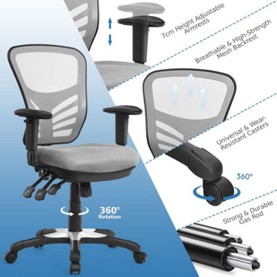 Costway Reclining Mesh Office Chair Ergonomic Executive Adjustable w/ Lumbar Support