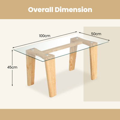 Costway Rectangle Coffee Table Modern Center Table w/ Tempered Glass ...