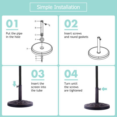 Costway Resin Patio Umbrella Stand Outdoor Umbrella Base Umbrella Holder - 7