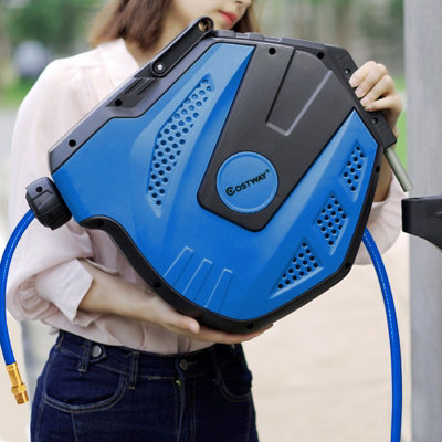 Retractable Auto-Rewind Air Hose Reel 33ft 5/16in Wall Mount 180° Swivel – 8milelake Yellow