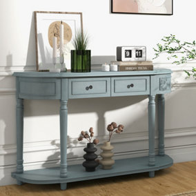 Costway Retro Console Table Entryway Accent Table Narrow Hall Sofa Side Table 2 Drawers