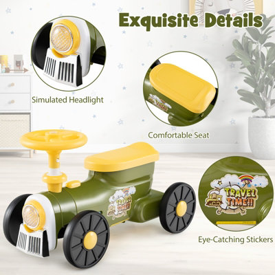 COSTWAY Ride on Push Car Ride on Toy with Storage Compartment-Green
