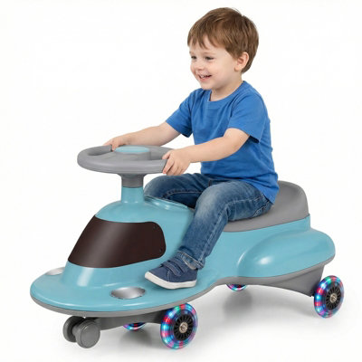COSTWAY Ride On Toy Wiggle Car Twist & Go Swing Car With LED Flashing ...