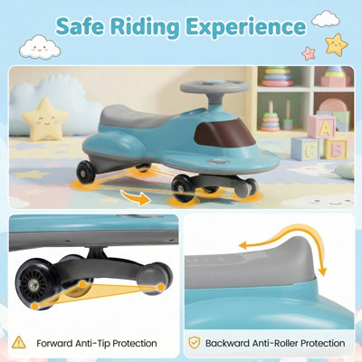 COSTWAY Ride On Toy Wiggle Car Twist & Go Swing Car With LED Flashing ...