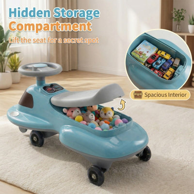 COSTWAY Ride On Toy Wiggle Car Twist & Go Swing Car With LED Flashing ...
