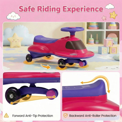 COSTWAY Ride On Toy Wiggle Car Twist & Go Swing Car With LED Flashing ...