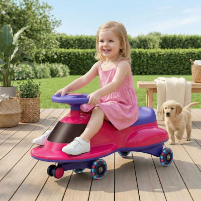 COSTWAY Ride On Toy Wiggle Car Twist & Go Swing Car With LED Flashing ...