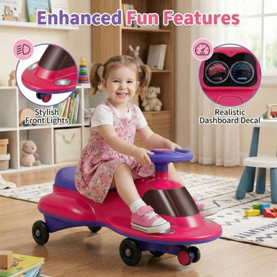 COSTWAY Ride On Toy Wiggle Car Twist & Go Swing Car With LED Flashing ...