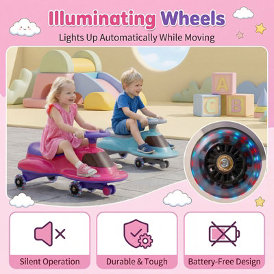 COSTWAY Ride On Toy Wiggle Car Twist & Go Swing Car With LED Flashing ...