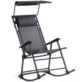 Costway Rocking Lounge Chair with Shade Canopy Folding Rocker Chair