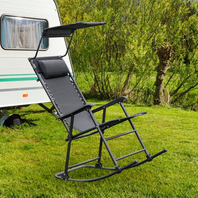 Rocking lawn chair with outlet canopy