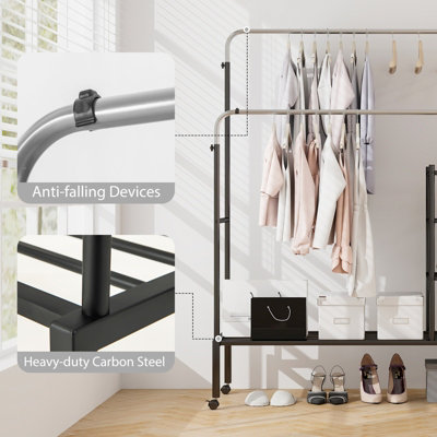 Costway Rolling Clothes Drying Rack Adjustable Double Rods Garment Rack - 8