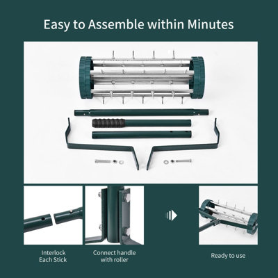 Costway Rolling Garden Lawn Aerator Roller Rotary Push Tine Spike Soil Lawn Aerator Tool - 7